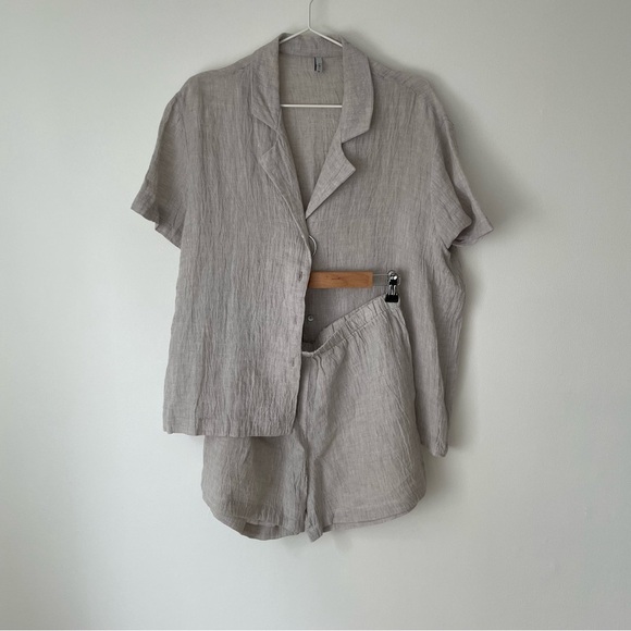 PRIORY Bowling Shirt in Silver Linen Size M/L - Picture 5 of 6